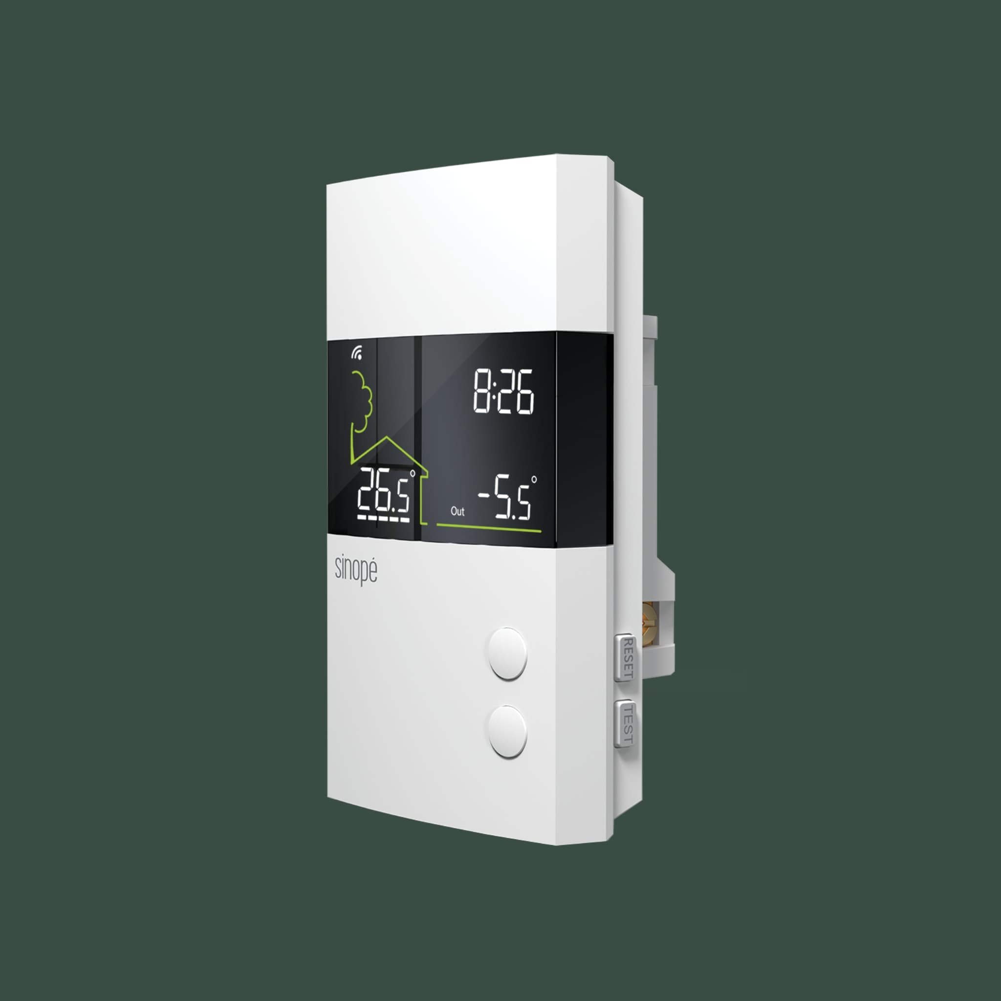 Thermostat intelligent Wi-Fi pour plancher chauffant vue en angle