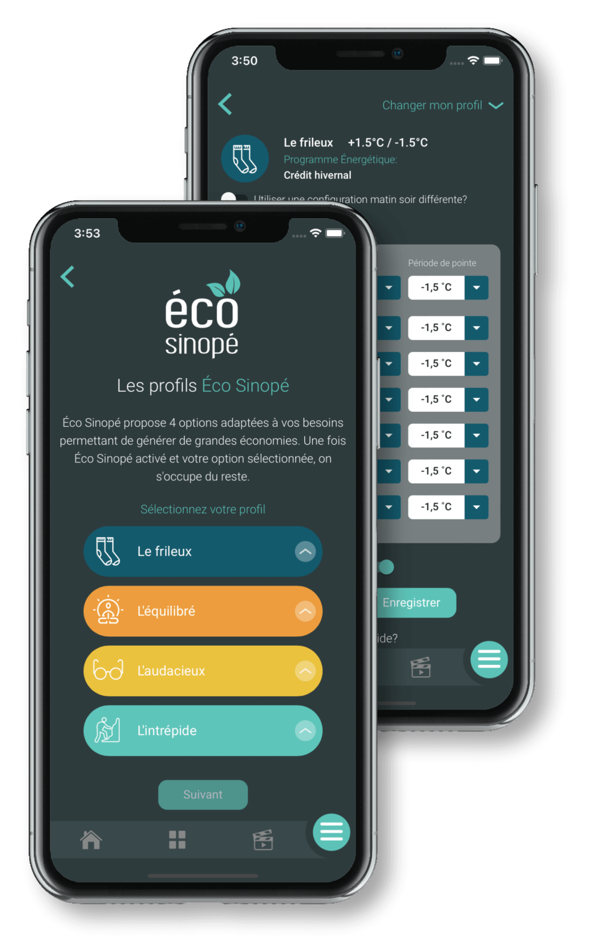 Éco Sinopé dans l'appli Neviweb