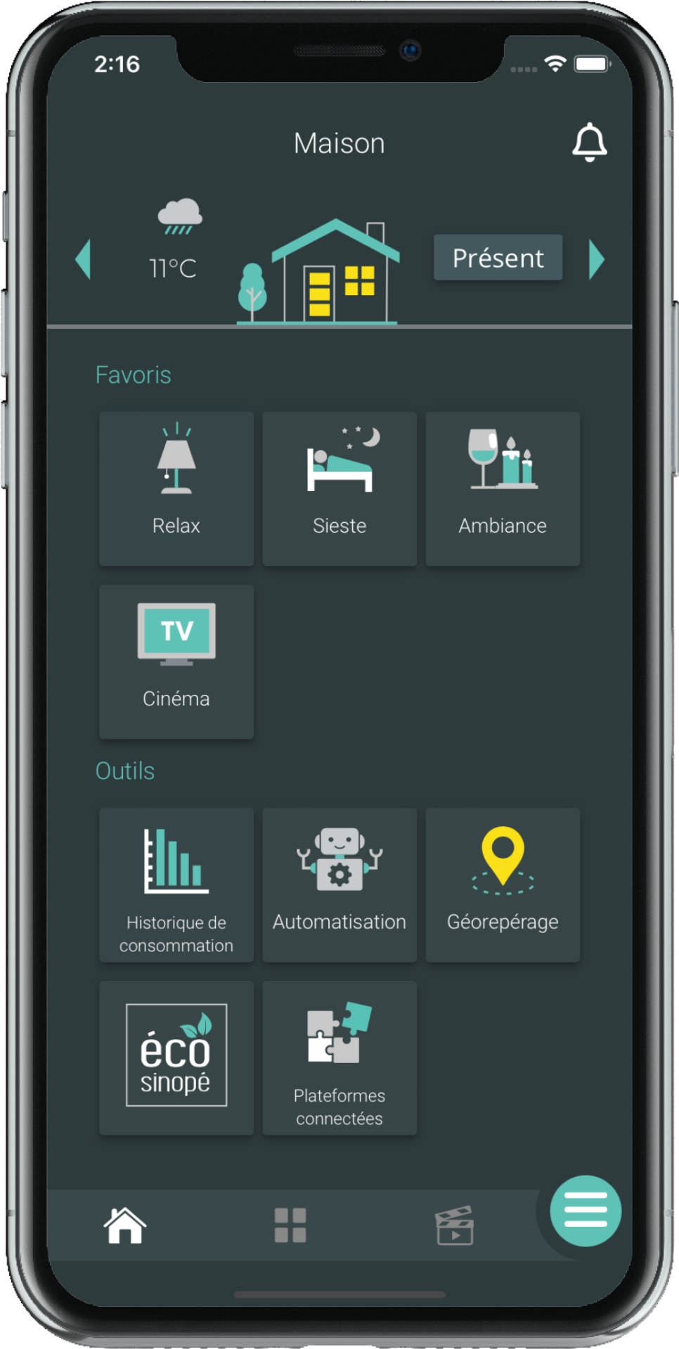 Tableau de bord de l'application Neviweb